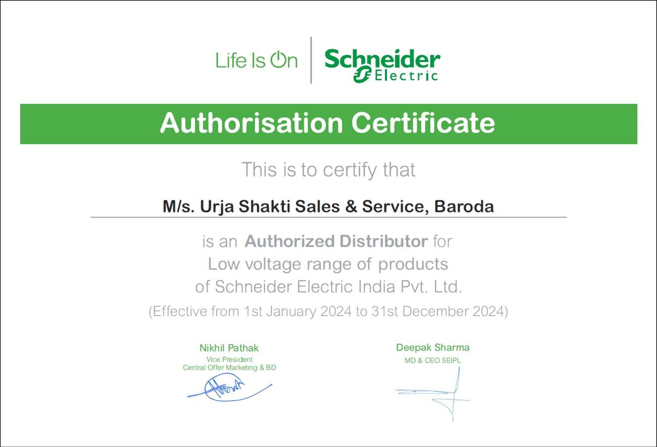 Schneider Electric Authorisation Certificate - 2024